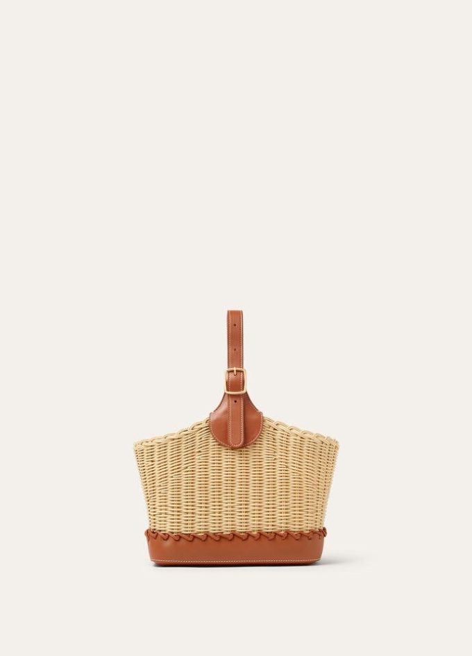Bobbin Bucket tas van riet